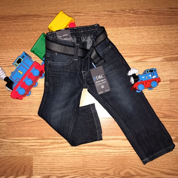 NWT Dark Blue Slim Straight Belted Jeans/ Sz. 18M - Picture 2 of 5